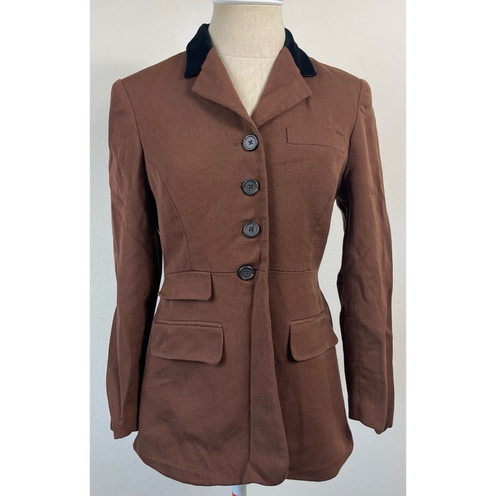 Vintage Lauren Ralph Lauren Brown Wool Black Velvet Collar Blazer
